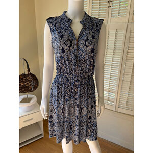 Women's PerSeption Concept Blue White Paisley Dress Xl